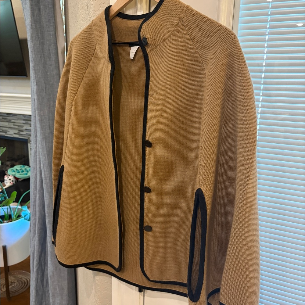 J. Crew Camel Cape with black Accents